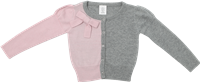 SOSOOKI Knitted Spliced Bow Cardi - Pink & Grey